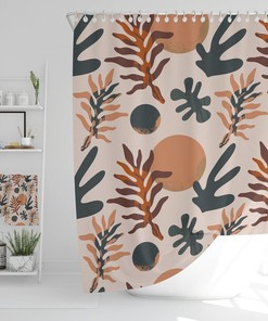 Boho Shower Curtain Abstract Art Modern Bohemian Curtain Minimalist Eco-Friendly Waterproof Abstract Hippie Decor