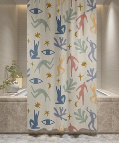 Boho Shower Curtain Abstract Matisse Patterns Trendy Shower Curtain Eco-Friendly Waterproof Abstract Boho Decor