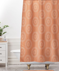 Boho Shower Curtain, Bath Curtain, Geometric Shower Curtain, Fabric Shower Curtain, Medallion Bath Curtain, Coral Shower Curtain