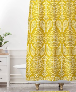 Boho Shower Curtain, Bathroom Decor, Fabric Shower Curtain, Moroccan Decor, Yellow Shower Curtain, Paisley Shower Curtain, Yellow Decor