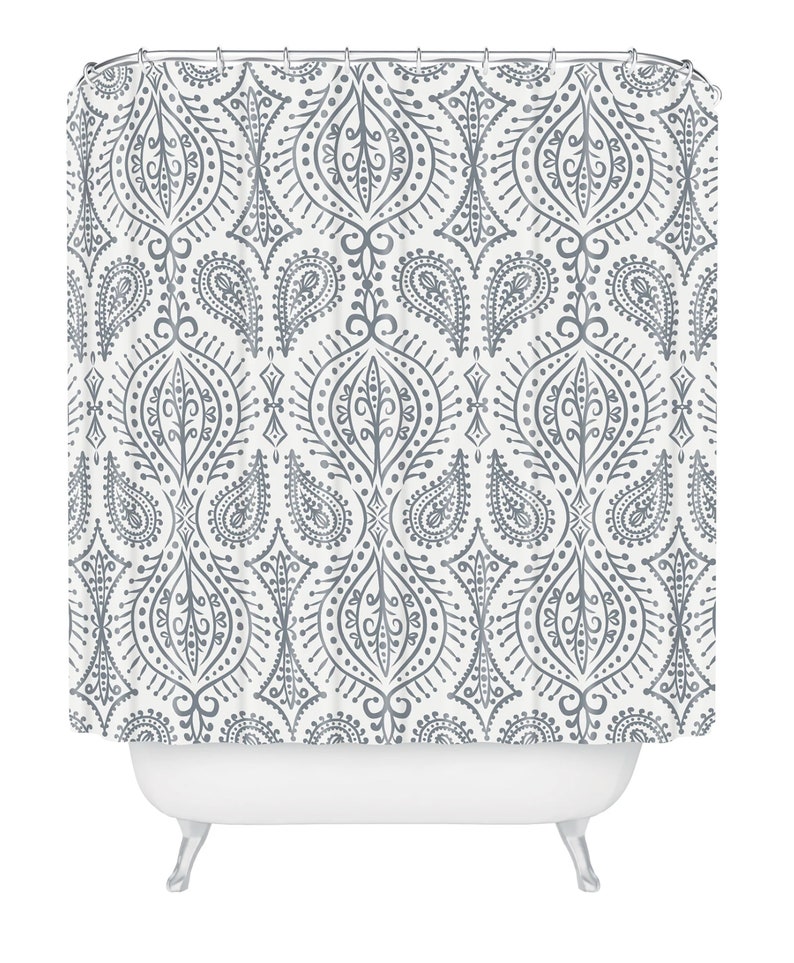 Boho Shower Curtain, Beige Shower Curtain, Bathroom, Paisley Shower Curtain, Boho Decor, Moroccan Decor, Marrakech Design - Image 2