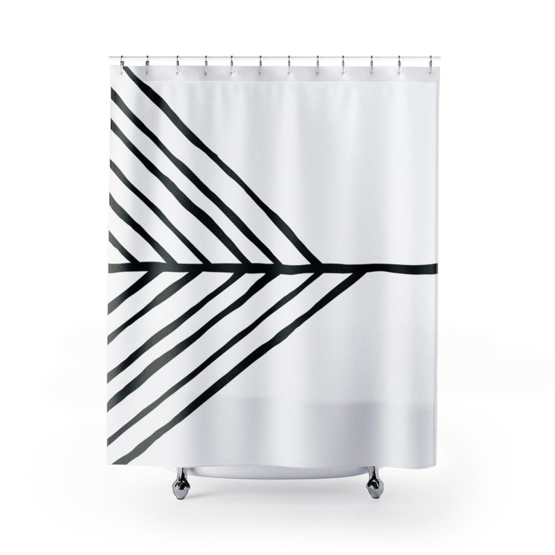 Boho Shower Curtain, Black And White Abstract Arrow Bath Curtain, Bohemian Bathroom Decor - Image 3