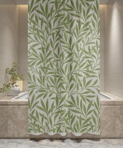 Boho Shower Curtain Botanical Curtain Eco-Friendly Waterproof Extra Durable Art Nouveau Green Leaves Curtain