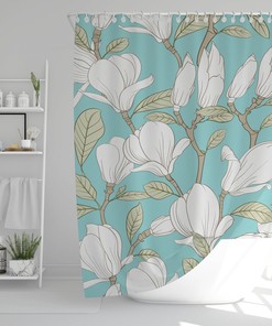 Boho Shower Curtain Floral Botanical Curtain Unique Gift Art Decor