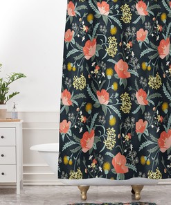 Boho Shower Curtain, Floral Shower Curtain, Dark Floral Shower Curtain, Fabric Shower Curtain, Floral Bathroom Decor, Poppy Floral