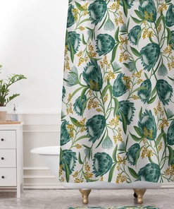 Boho Shower Curtain, Floral Shower Curtain, Fabric Shower Curtain, Floral Bathroom Decor, Botanical Shower Curtain, Boho Decor, Teal