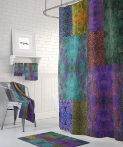 Boho Shower Curtain Optional Bath Bathroom Set Gypsy Batik Design