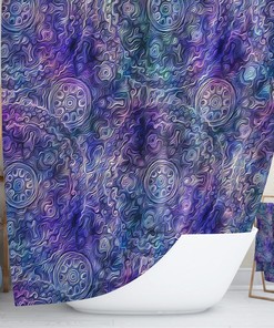 Boho Shower Curtain Optional Bath Mat Bathroom Set, Purple Pastel