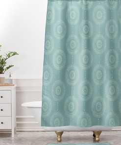 Boho Shower Curtain, Seafoam Shower Curtain, Bath Curtain, Geometric Shower Curtain, Fabric Shower Curtain, Medallion Bath Curtain