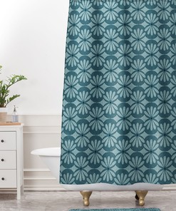 Boho Shower Curtain, Teal Shower Curtain, Fabric Shower Curtain Boho Bathroom, Geometric Moroccan Shower Curtain