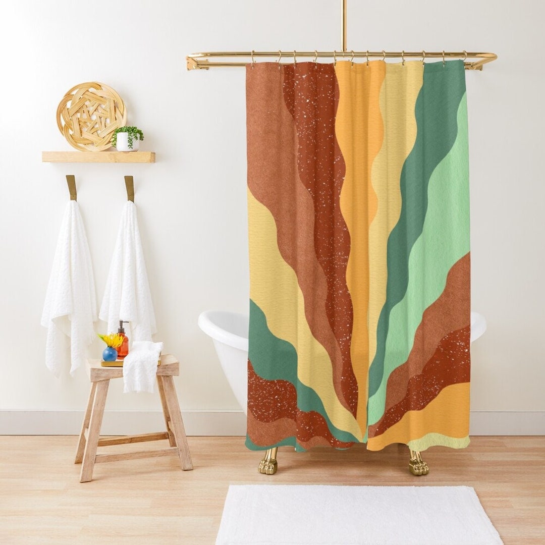 Boho Shower Curtain, Trendy Decor, Boho Colorful Decor, Abstract Shower Curtain, Eco-Friendly Material, Abstract Decor,