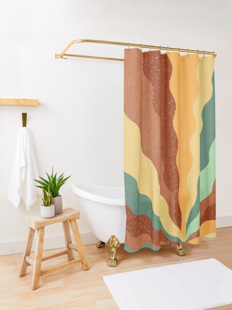 Boho Shower Curtain, Trendy Decor, Boho Colorful Decor, Abstract Shower Curtain, Eco-Friendly Material, Abstract Decor, - Image 2