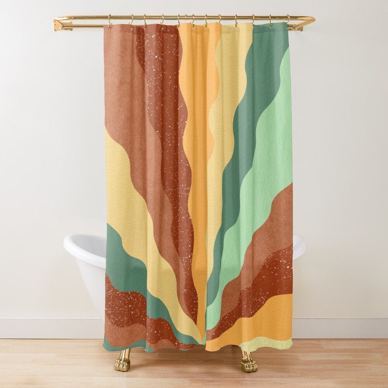 Boho Shower Curtain, Trendy Decor, Boho Colorful Decor, Abstract Shower Curtain, Eco-Friendly Material, Abstract Decor, - Image 3