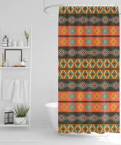 Boho Shower Curtain, Tribal Print Bath Curtain, Bohemian Bathroom Accessories, Eclectic Bath Decor, Colorful Shower Curtain, New Bath Gift
