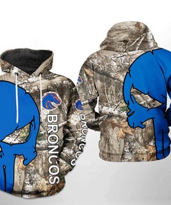 Boise State Broncos NCAA Camo Veteran Hunting 3D Hoodie Zipper Hoodie