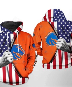 Boise State Broncos NCAA US FLag 3D Hoodie Zipper Hoodie