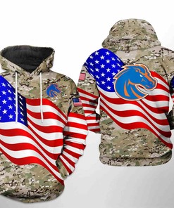 Boise State Broncos NCAA US Flag Camo Veteran 3D Hoodie Zipper Hoodie
