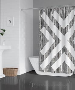 Bold Chevron Design Shower Curtain, Tribal Pattern Bath Curtain, Bohemian Chic Bathroom Decor