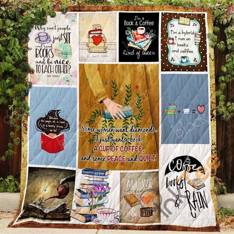 Book, Coffee And Peace Quilt Blanket Bedding Set