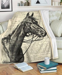 Book Page Horse Horse Lover Sherpa Fleece Blanket Gifts for Family, for Couple