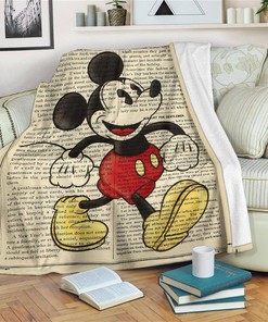 Book Page Mickey Sherpa Fleece Blanket Gifts for Family, for Couple