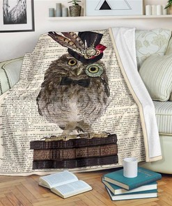 Book Page Owl Owl Lover Sherpa Fleece Blanket Gifts for Family, for Couple