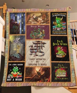 Book Wyrm Easily Distracted By Dragons And Books Quilt Blanket Bedding Set