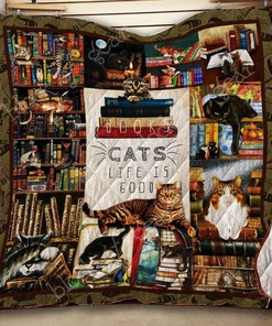 Books And Cats Quilt Blanket Th765