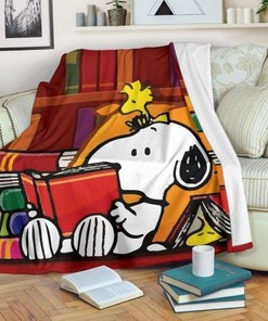 Bookworm Snoopy Premium Blanket for Home Décor