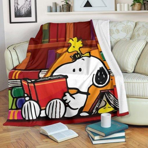 Bookworm Snoopy Premium Blanket for Home Décor