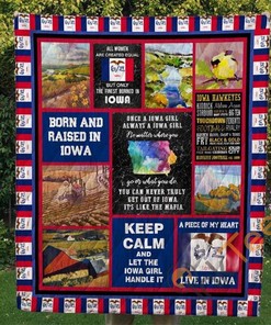 Born And Raised In Iowa Quilt Blanket Bedding Set