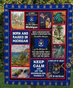 Born And Raised In Michigan Quilt Blanket Bedding Set