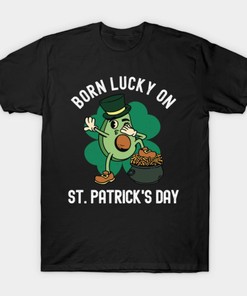 Born Lucky On St. Patricks Day Dabbing Avocado Shirt