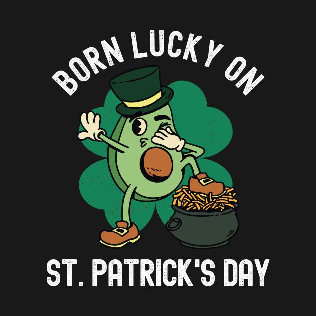 Born Lucky On St. Patricks Day Dabbing Avocado Shirt - Image 2