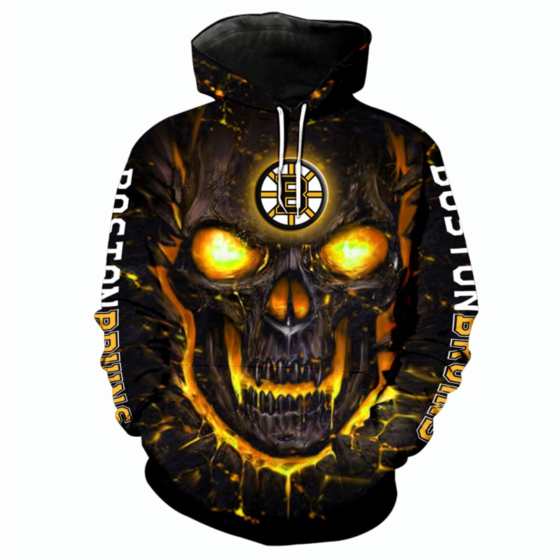 Boston Bruins Halloween Hoodie 3D Skulls Pullover Nhl