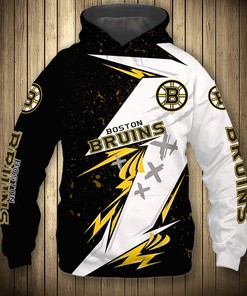 Boston Bruins Hoodie 3D Thunder Design Pullover Nhl