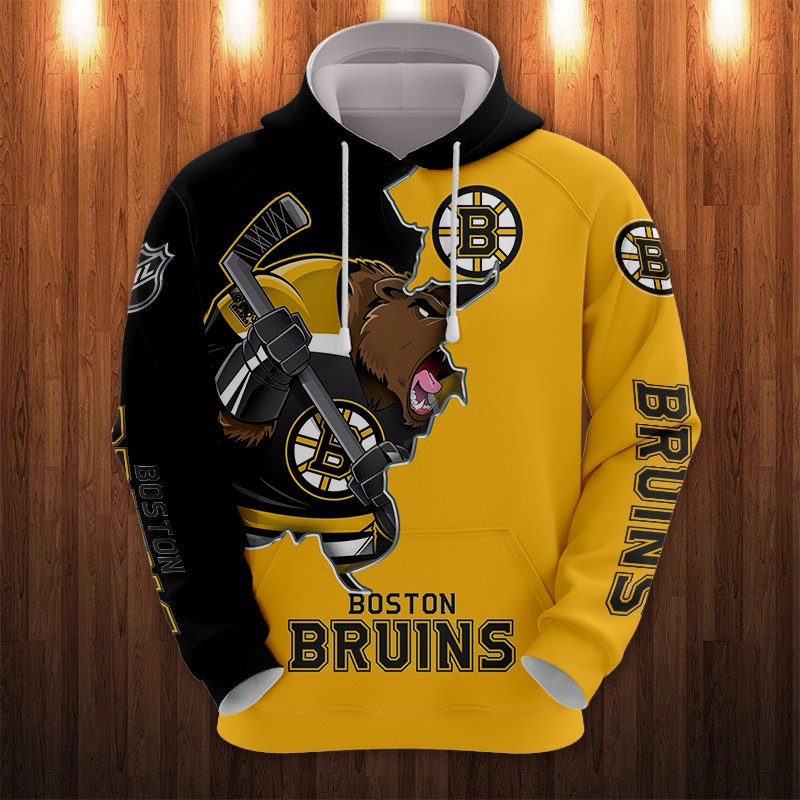 Boston Bruins Hoodie 3D Zip Hoodie 3D Cartoon Graphic Zip Hoodie for Fan
