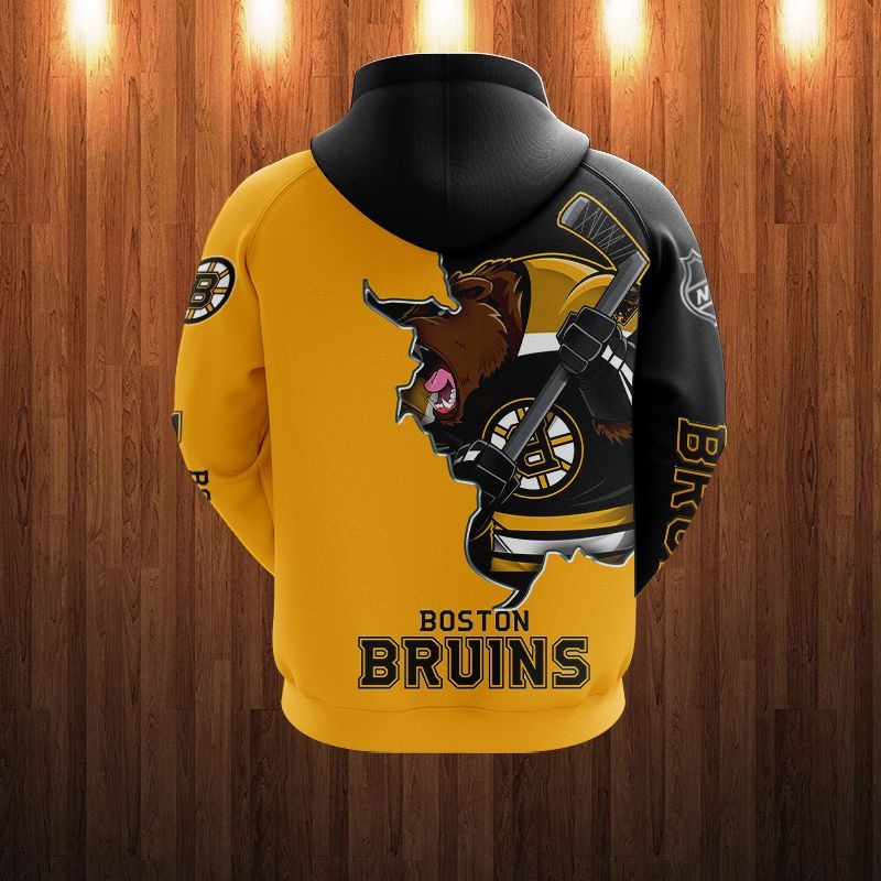 Boston Bruins Hoodie 3D Zip Hoodie 3D Cartoon Graphic Zip Hoodie for Fan - Image 2