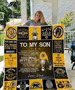 Boston Bruins Love My Son Quilt Blanket Bedding Set