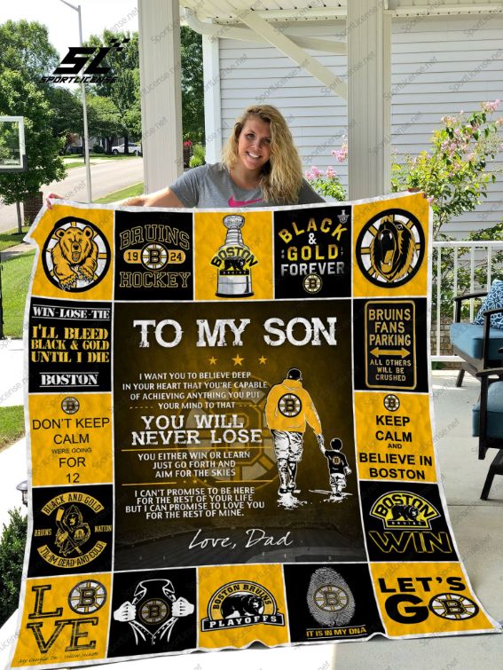 Boston Bruins Love My Son Quilt Blanket Bedding Set