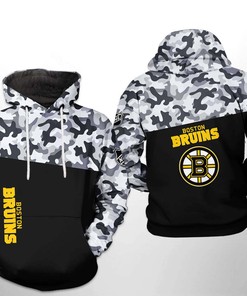 Boston Bruins NHL Camo Veteran 3D Hoodie Zipper Hoodie