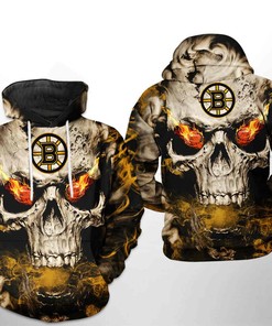 Boston Bruins NHL Skull 3D Hoodie Zipper Hoodie