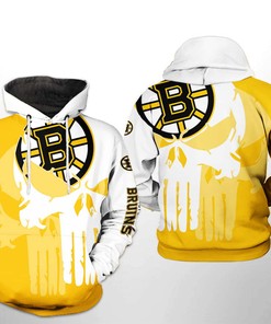 Boston Bruins NHL Team Skull 3D Hoodie Zipper Hoodie