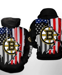 Boston Bruins NHL US FLag Team 3D Hoodie Zipper Hoodie