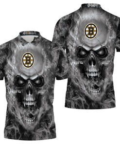 Boston Bruins Nhl Fans Skull Polo Shirt All Over Print Shirt 3d T-shirt