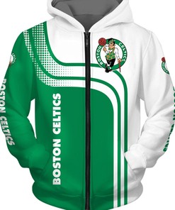 Boston Celtics Hoodie 3D Zip Hoodie for Fans NBA
