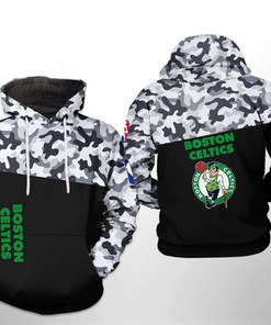 Boston Celtics NBA Camo Veteran Team 3D Hoodie Zipper Hoodie