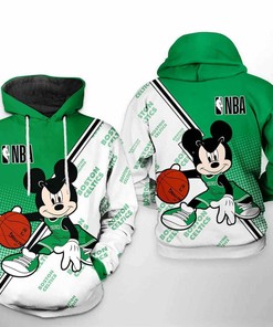 Boston Celtics NBA Mickey 3D Hoodie Zipper Hoodie