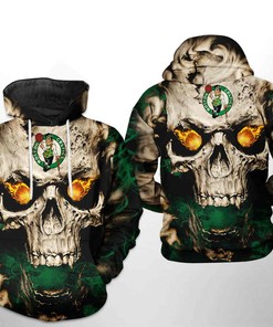 Boston Celtics NBA Skull 3D Hoodie Zipper Hoodie