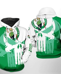 Boston Celtics NBA Team Skull 3D Hoodie Zipper Hoodie